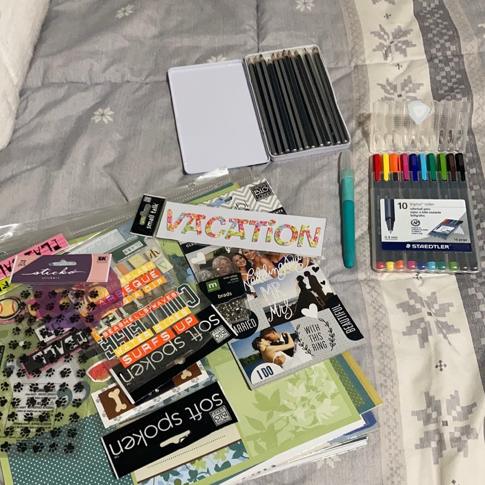 Multi piece pens, pencils, and scrapbooking essentials